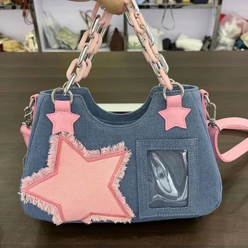 Bolsa Tote Denim Amplia de Diseñador