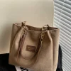 Bolsa Tote Estilo Commuter de Ante de Gran Volumen para Damas con Bolso de un Hombro