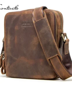 Bolsa bandolera de piel auténtica para hombre