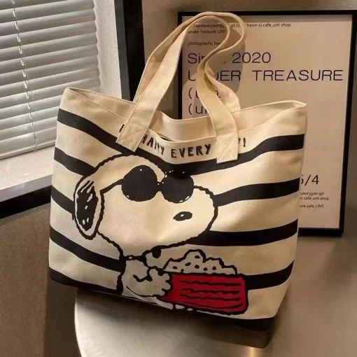 Bolsa de lona de gran capacidad con Snoopy para estudiantes y maternidad