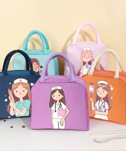 Bolsas de almuerzo con estampado de linda enfermera