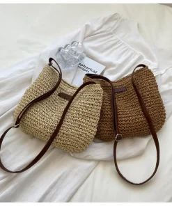 Bolso bandolera de paja de verano de moda para mujer