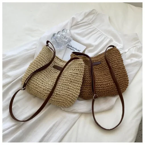 Bolso bandolera de paja de verano de moda para mujer