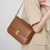 Bolso bandolera para mujer de cuero auténtico, lujo, diseño