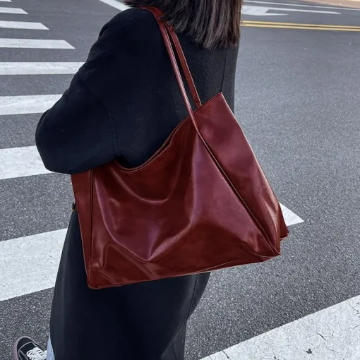 Bolso de cuero grande de moda para mujer, bolso de mano