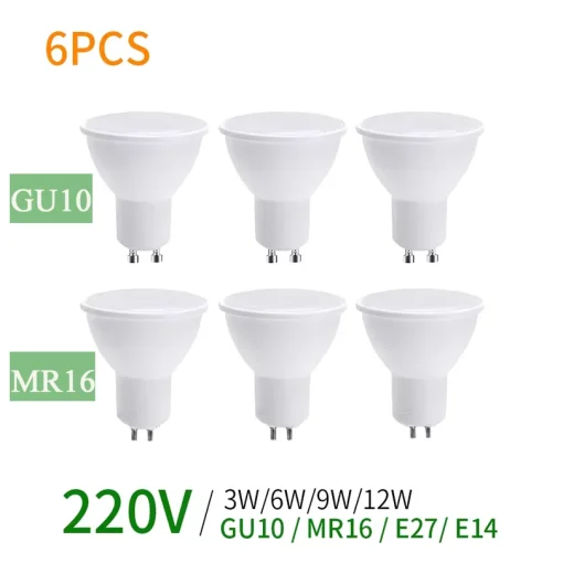 Bombilla LED GU10 MR16 E27 E14 6PCS