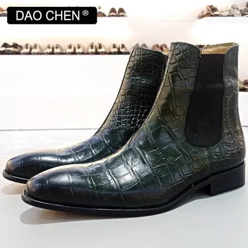 Botas de lujo verdes y negras para hombre