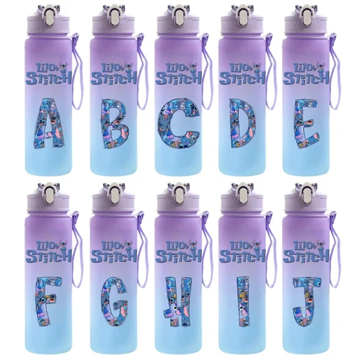 Botella agua 750ML Letras A-Z Lilo Stitch