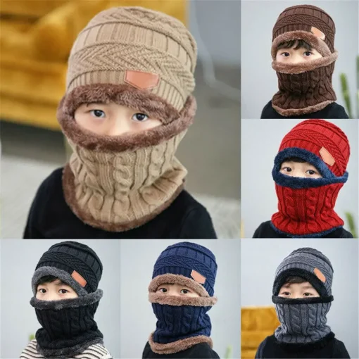 Bufanda de cuello y gorro de invierno para niños