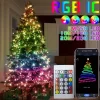 Cadena de luz USB inteligente de luces LED con RGB, IC y APP, con control de música, cambio de color y sincronización DIY para decoración de fiestas y Navidad en el dormitorio