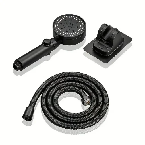 Cabezal de ducha negro ajustable 3uds