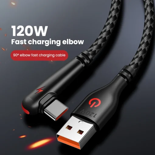 Cable USB-C 120W 90° rápido