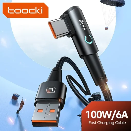 Cable USB C Toocki 6A 90 Grados