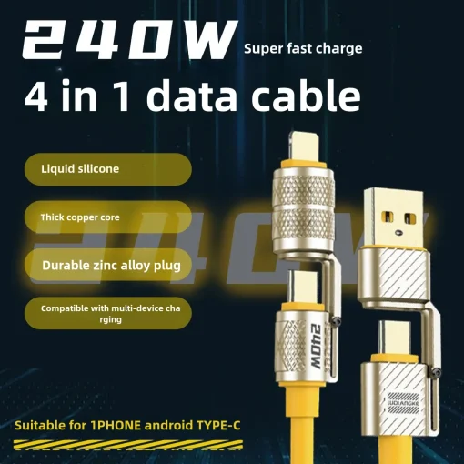 Cable de datos de carga súper rápida 4 en 1 240 W Tipo C a Tipo C