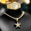 Cadena de Miami con dije de estrella de cinco puntas y reloj