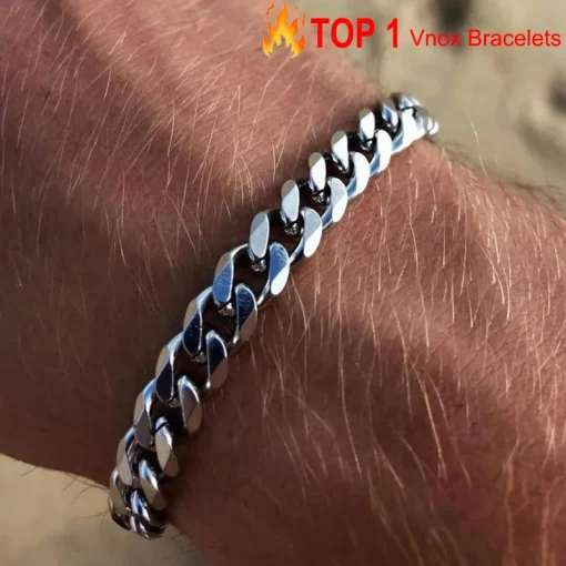 Cadena de pulsera de eslabones cubanos gruesos Vnox de 3 a 11 mm para hombre