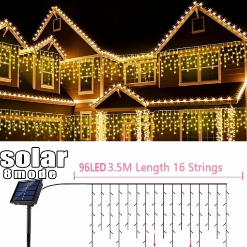 Cadenas luces solares exteriores Navideñas 3.5 m