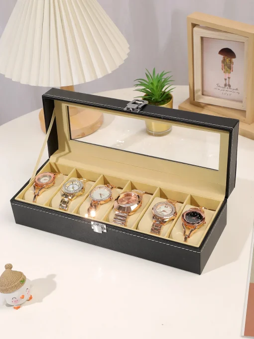 Caja de 6 ranuras para reloj de pulsera