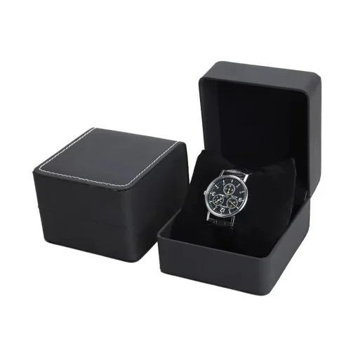 Caja de Regalo para Reloj Negro Individual con Almohada