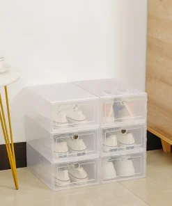 Caja de zapatos de plástico transparente apilable