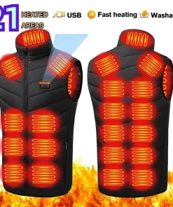 Calentador de área 21 Chaleco de algodón térmico infrarrojo USB Ropa de calefacción Chaqueta para hombre