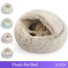 Cama para gatos, colchoneta para mascotas, cálida, suave, de felpa, con cueva redondeada para dormir para perros pequeños y gatitos