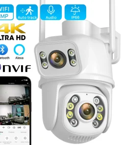 Cámara CCTV 4K 8MP WiFi Doble lente Zoom 4X AI