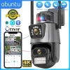 Cámara IP PTZ 4K 8MP Dual Lente Pantalla Doble Alarma Luz Policial