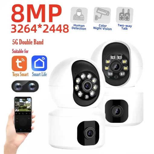 Cámara IP WiFi 8MP con doble lente Tuya