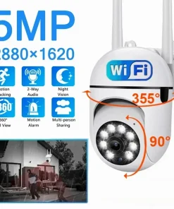 Cámara PTZ IP de videovigilancia WiFi de 5MP cámara CCTV