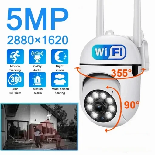 Cámara PTZ IP de videovigilancia WiFi de 5MP cámara CCTV