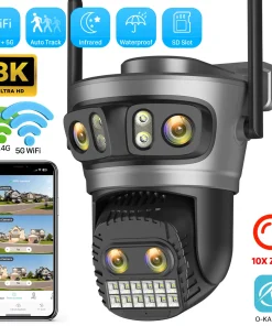 Cámara Vigilancia Exterior 20MP 8K HD WiFi 3 Pantallas