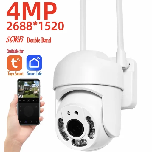 Cámara de vigilancia IP66 Tuya 4MP PTZ 5G