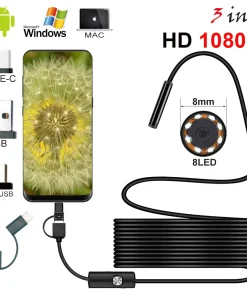 Cámara endoscópica de 8 mm nueva y endoscopio USB HD de 1080P con 8 LED