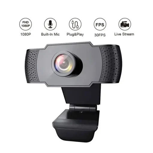 Cámara web nueva 1080P Full HD con luz de relleno LED y micrófono USB