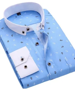 Camisa floreada de manga larga para hombre