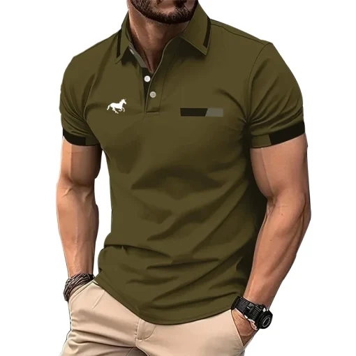 Camisa polo ajustada moderna de manga corta para hombre de verano, de secado rápido, 100 % poliéster