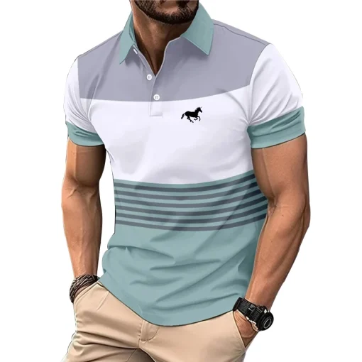 Camisa polo de verano con estampado de logotipo para hombre