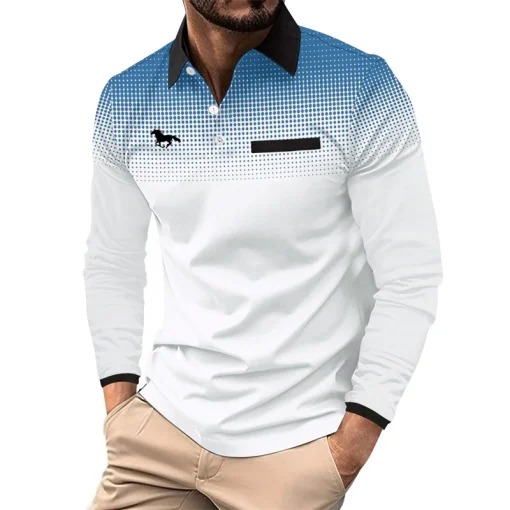 Camisa polo deporte manga larga solapa hombre