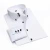 Camisas blancas premium para hombre - Camisa de vestir antiarrugas sin planchado, manga larga, ropa sólida para hombre, negro marino