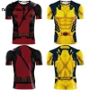 Camiseta con capucha de compresión Gym Deadpool Wolverine