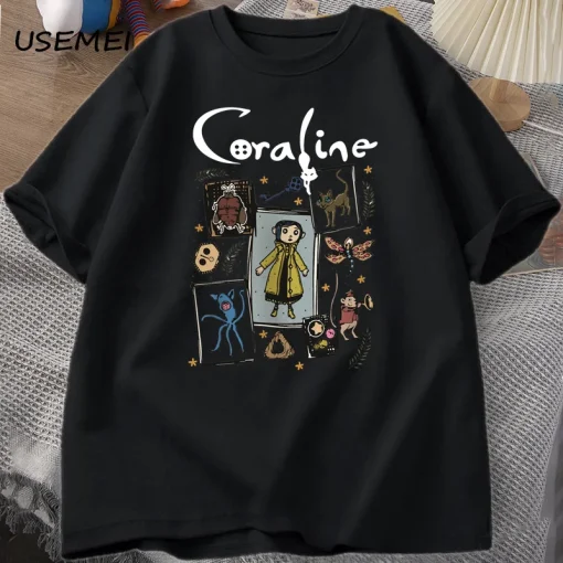 Camiseta de Halloween para mujer y hombre, Coraline