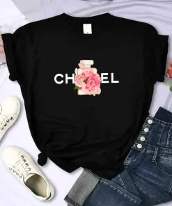 Camiseta de algodón de verano para mujer, alfabeto de flores