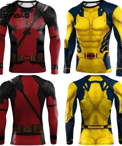 Camiseta de compresión con estampado de Deadpool y Lobezno de NADANBAO