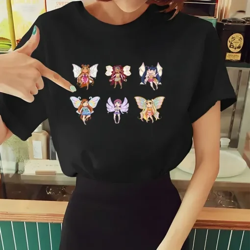 Camiseta de hadas Winx Mariposa de manga corta para mujer