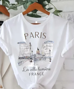 Camiseta de mujer con estampado de París