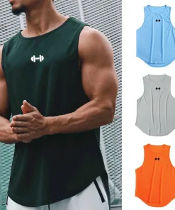 Camiseta de tirantes para correr para hombre, fitness, secado rápido