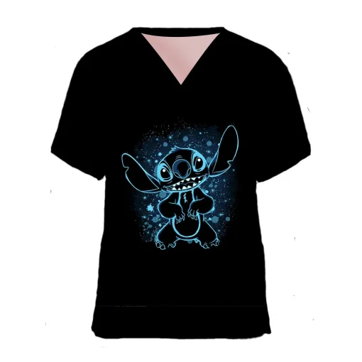 Camiseta de uniforme de enfermera con cuello en V de Disney Stitch