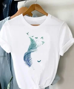 Camiseta de verano de mujer de Tee con estampado de manga corta