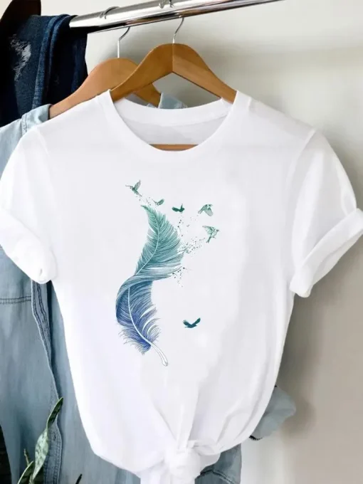 Camiseta de verano de mujer de Tee con estampado de manga corta